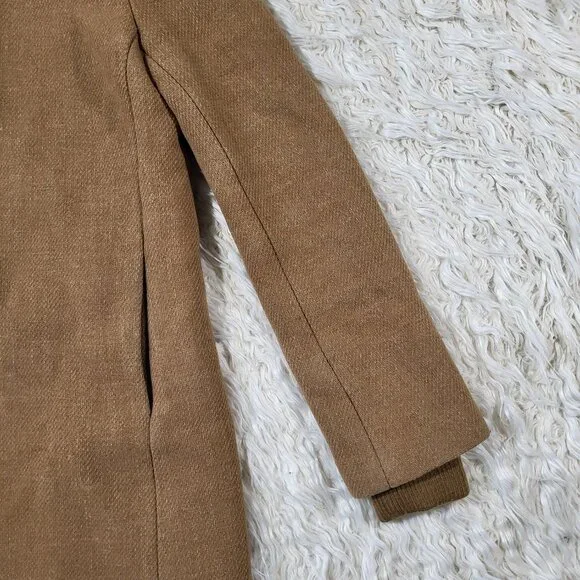 J.Crew Coat Womens 0 Lodge Italian Wool Camel Heather Acorn Zip Up Coat #K0896 - Picture 4 of 16